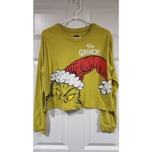 Women's Large Crop Top The Grinch Long Sleeve Christmas Shirt